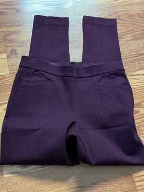Anne Klein Eggplant Ponte Pull On Tapered Leg Pants Size 4